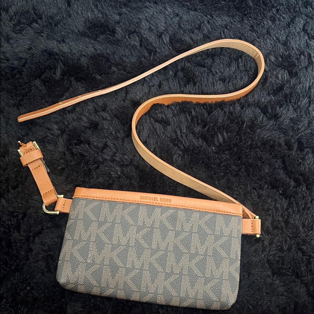 Michael Kors Signature Brown and Tan Crossbody Bag